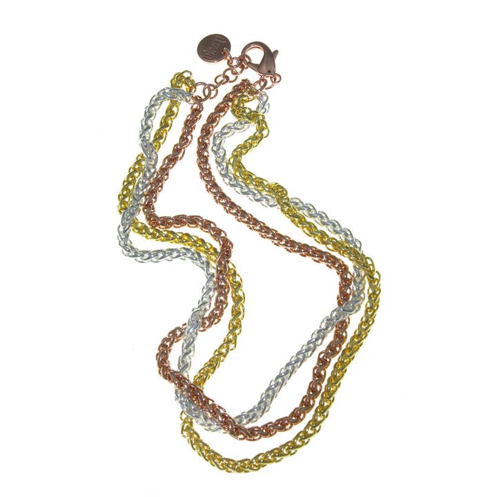 18K gouden EP 18,5 „driekleurige armband met drie schakels voor wholesale door Luxe on Main LLC