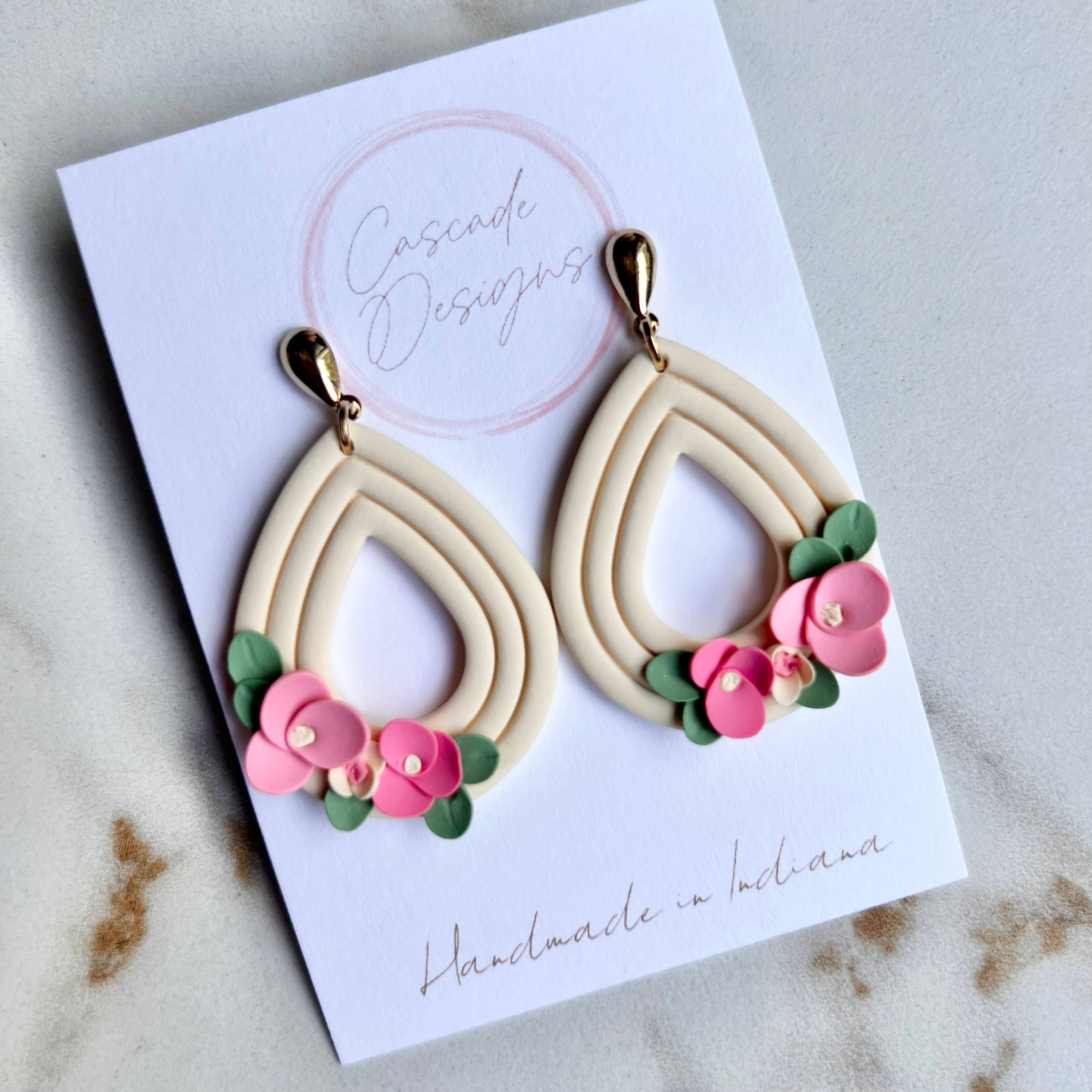 Cascade Designs - Wholesale Dangle Earrings - The Penelope | Floral Drop Clay Earrings7