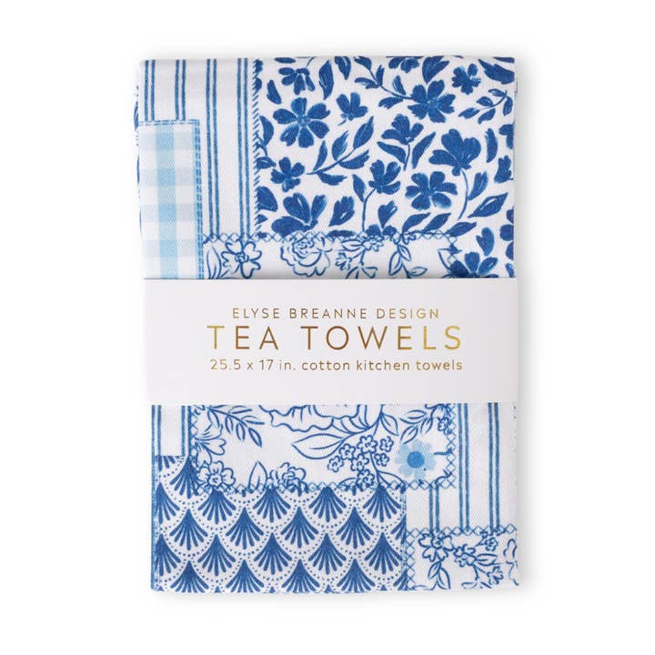 Pakke med 2 kyst-patchwork viskestykker for engroshandel hos Elyse Breanne Design