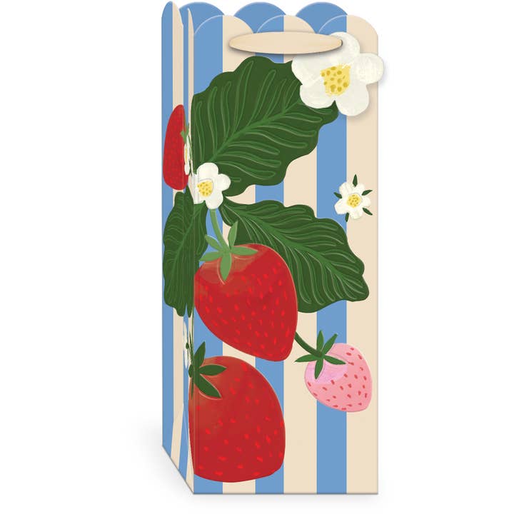 Fruit & Fleur Strawberries Wine Bag for wholesale by Punch Studio