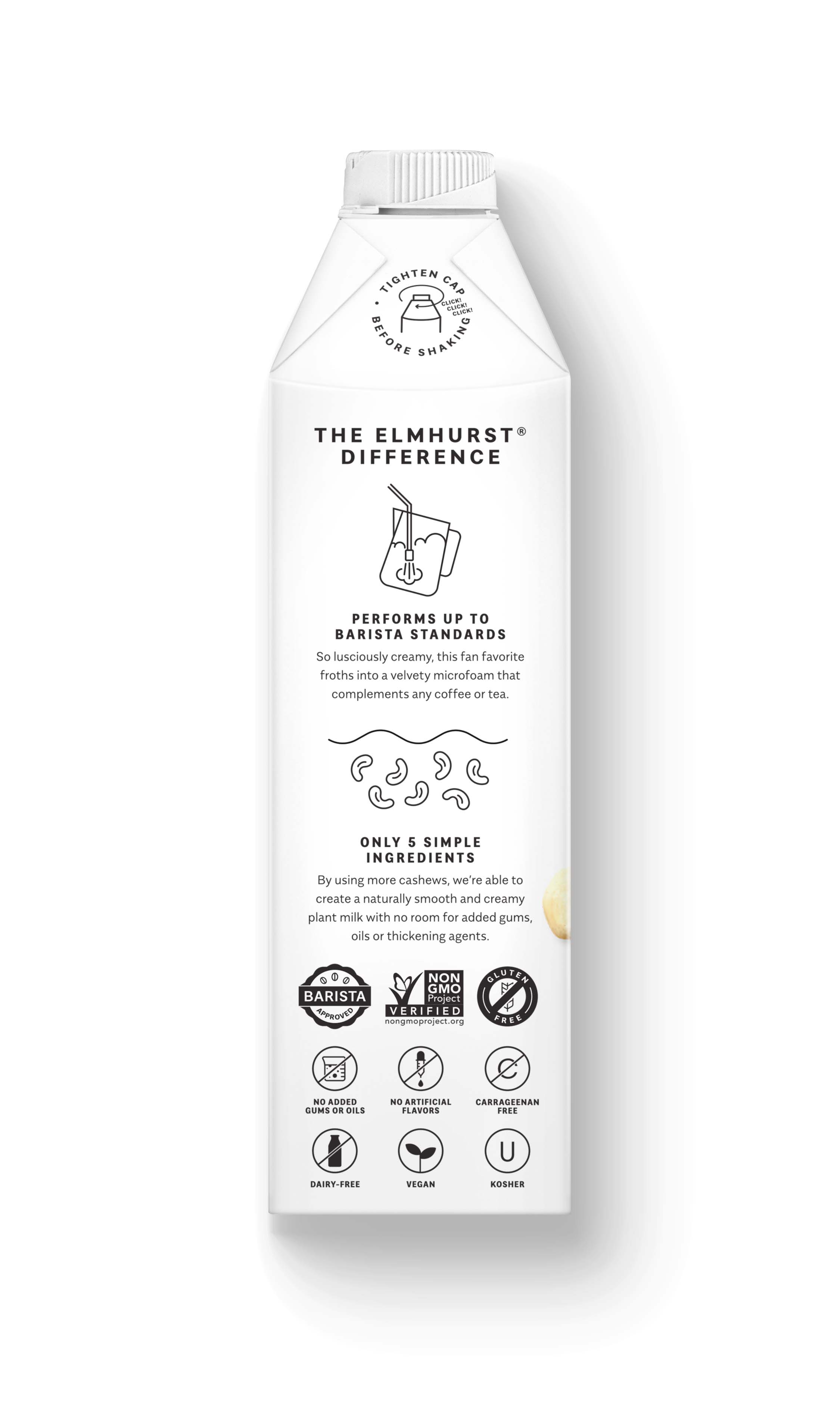 Elmhurst 1925 - Wholesale Non-Dairy Milk - Lightly Sweetened Cashew Milk, 32oz [6-Pack]3