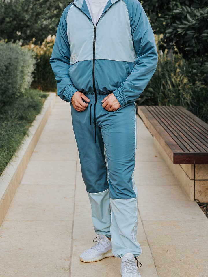 Reflective Wind Breaker Jacket and Pants Set (GREY) for wholesale by Siempre Life