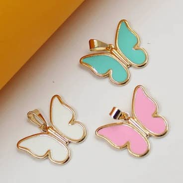 Guld fjäril hänge med emaljfärg för 18K guld fylld för wholesale av MIA Jewelry