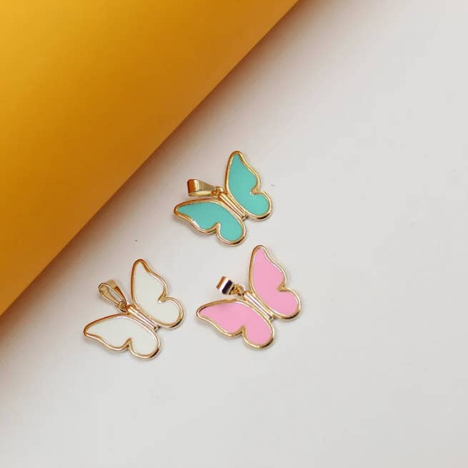 Gold Butterfly Pendant With Enamel Color For 18K Gold Filled for wholesale by MIA Jewelry