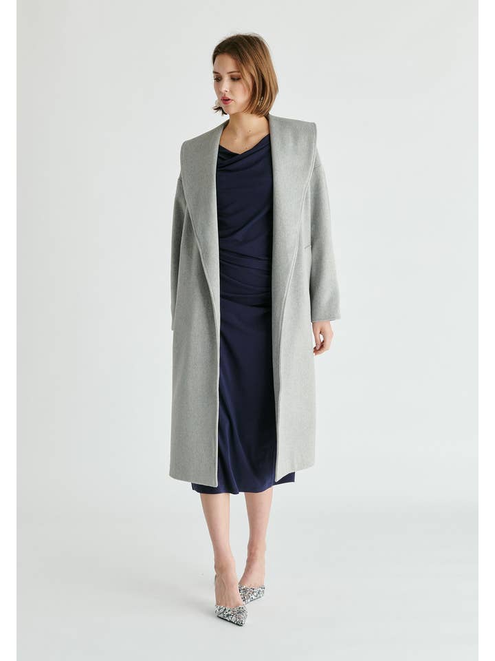 Paisie - Wholesale Coat - Women's - Shawl Collar Wool Coat with Belt19