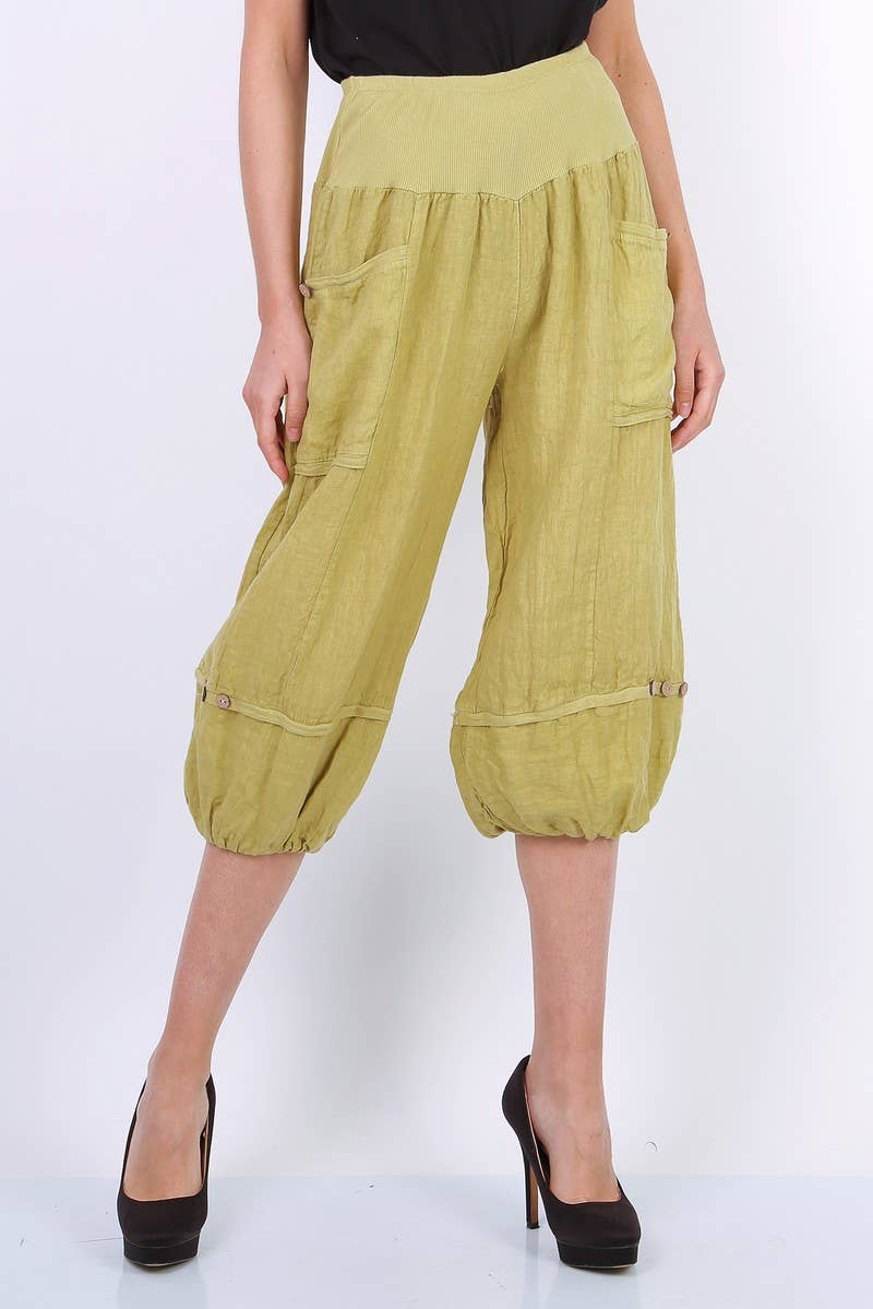 Happy look - Wholesale Shorts - Women's - Linen cropped pants with 4 pockets10