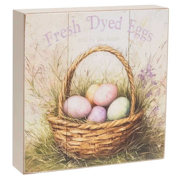CWI Gifts - Wholesale Decorative Tabletop Object - Vintage Easter Egg Basket Box Sign - 3 Assorted7