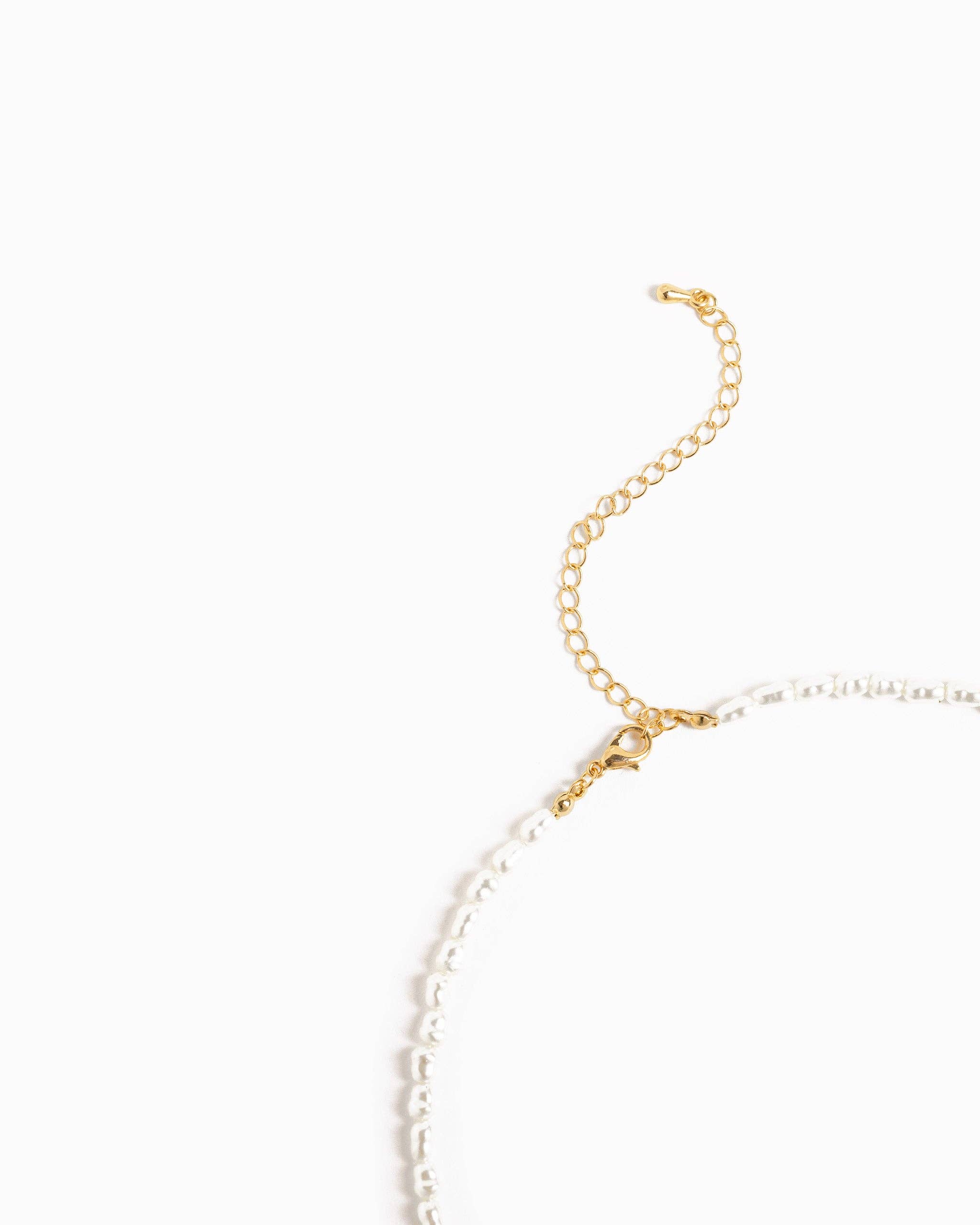 Sessori - Wholesale Pendant/Charm Necklace - CZ Pave Letter Pendant Acrylic Pearl Necklace2