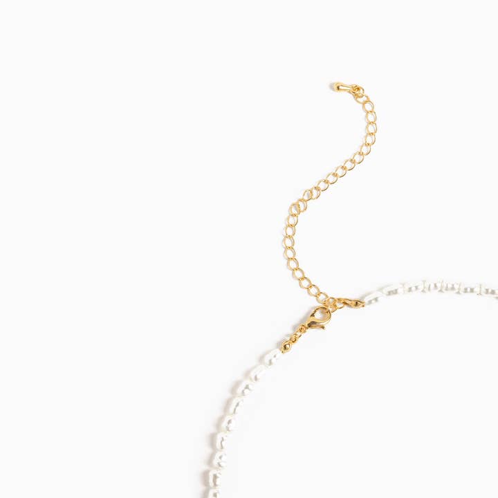 Sessori - Wholesale Pendant/Charm Necklace - CZ Pave Letter Pendant Acrylic Pearl Necklace2