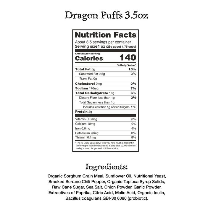 Vegan Robs - Wholesale Puffed Snack - Dragon Puffs (3.5oz)