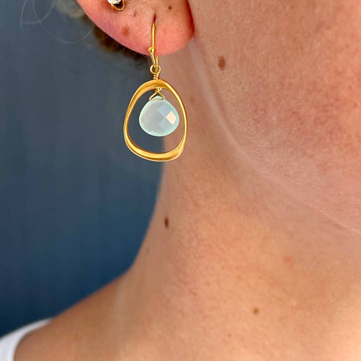 Philippa Roberts - Wholesale Dangle Earrings - Open Circles with Chalcedony Earrings in Silver or Vermeil1