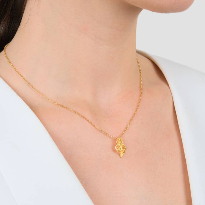 PORTUGAL JEWELS - Wholesale Pendant/Charm Necklace - Necklace Heart of Viana in Gold Plated Silver