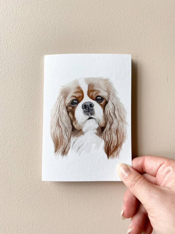 Cheddar The King Charles Cavalier Card for wholesale by Annalise Paints