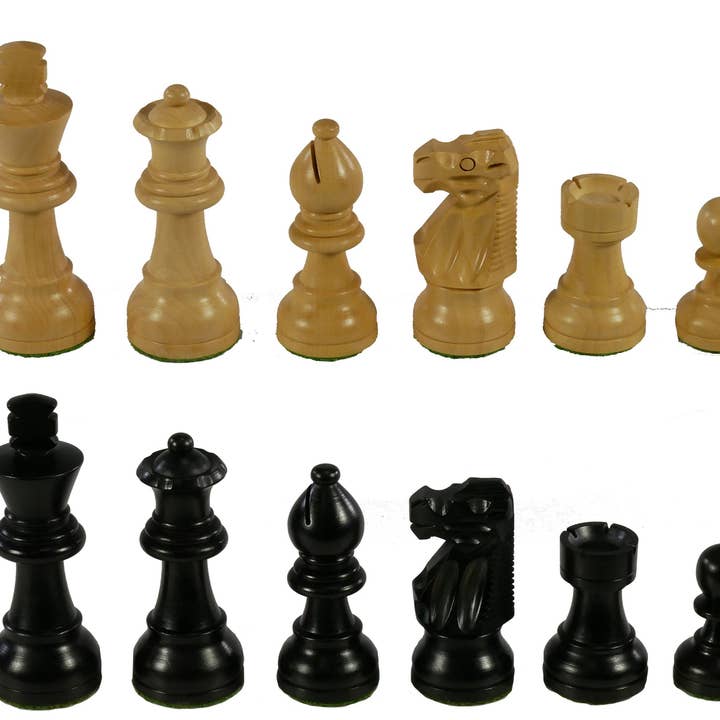 WorldWise Imports - Wholesale Board Game - Chess Set - 3" Black French Knight Chessmen on Black/Maple1