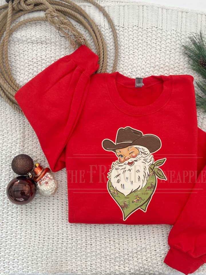 (Red) "Jolly Ol' Santa " Sweatshirt or Tee for wholesale by The Fringed Pineapple