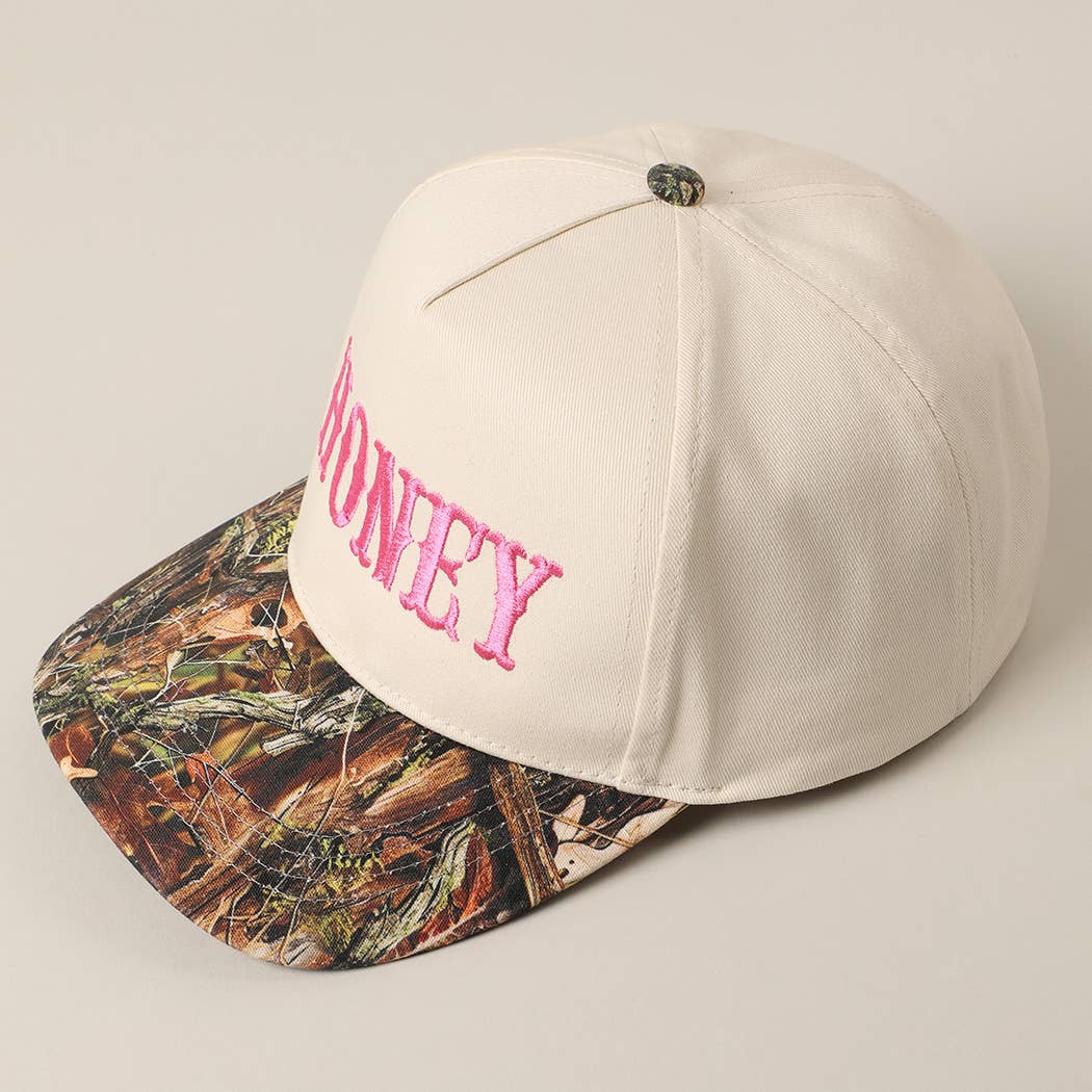 Fashion City - Wholesale Trucker Hat - Unisex - HONEY Lettering Embroidery Camo Two-Tone Cap21