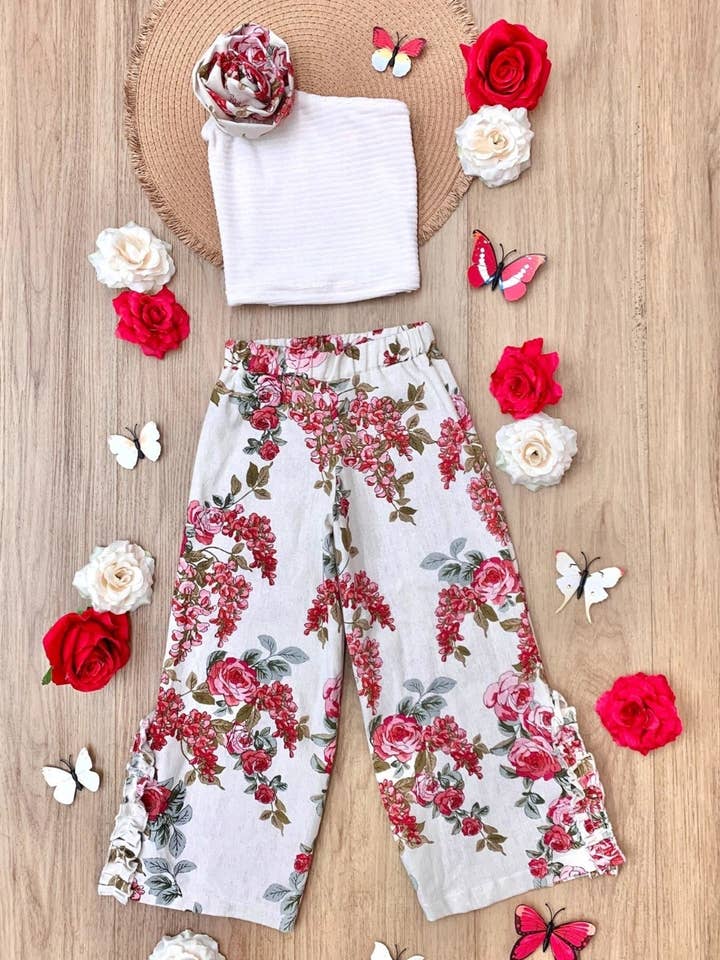 Red Garden Party One-Shoulder Palazzo Pants Set for wholesale on Faire