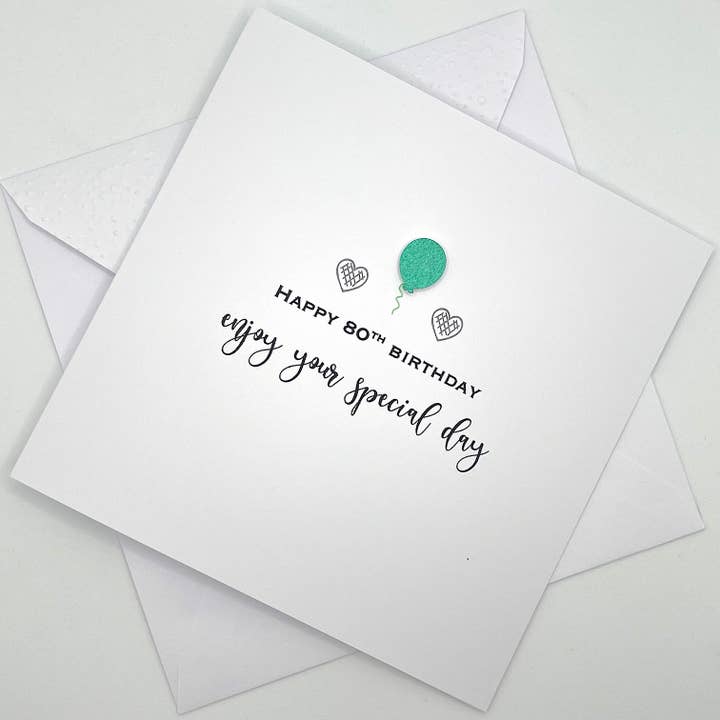 Handmade 80th Birthday Card with Balloon for wholesale by Looks Inviting