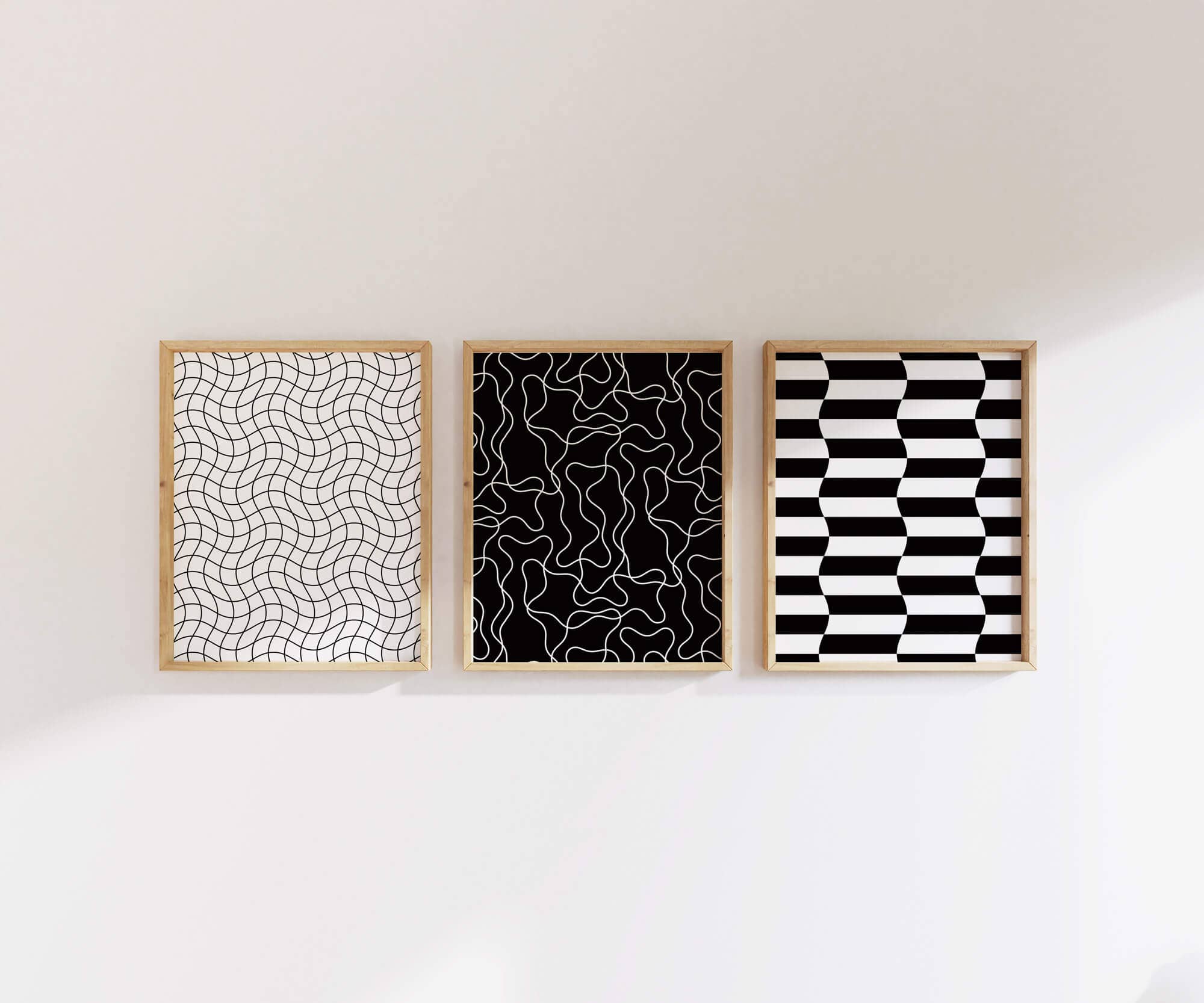 My Darlin' - Wholesale Art Print - Striple Double • Black and White Wavy Checker Op Art Print1