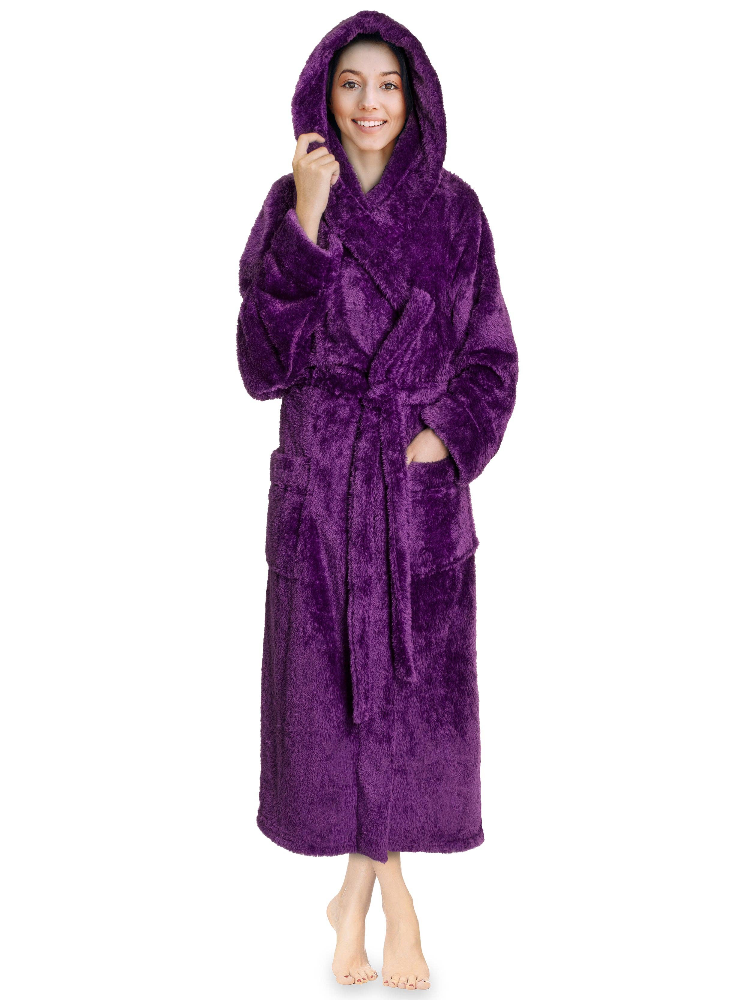 Pavilia - Wholesale Robe - Women's - Women's Sherpa Fluffy Robe with Hood7