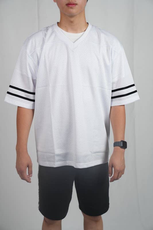 Lime Tree Clothing Inc. - Wholesale T-shirt – men's - Men’s Heavyweight Mesh Football Jersey w/ Stripe XS-2XL5