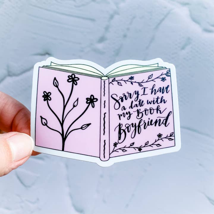 Sorry I Have A Date With My Book Boyfriend Pink Sticker for wholesale by Wildflower Paper Company