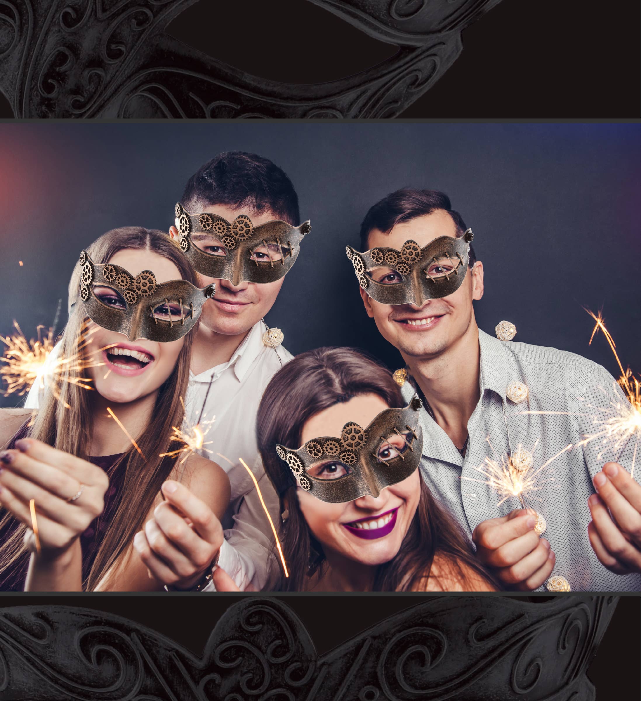 Cota Global - Wholesale Costume – Child - Steampunk - Venetian Metallic Masquerade Gears Mask - Copper5