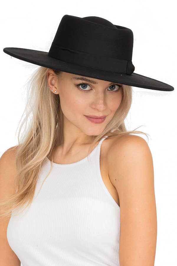 Cap Zone – wholesale Fedora - Dam – Wide Brim Bolero Faux Filt Pork Pie Crown Hat38