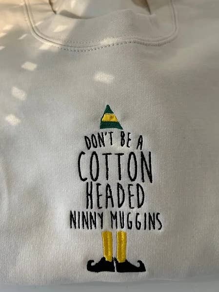 Cotton Headed Ninny Muggins Elf embroidered Sweatshirt for wholesale by NufNuf Creations