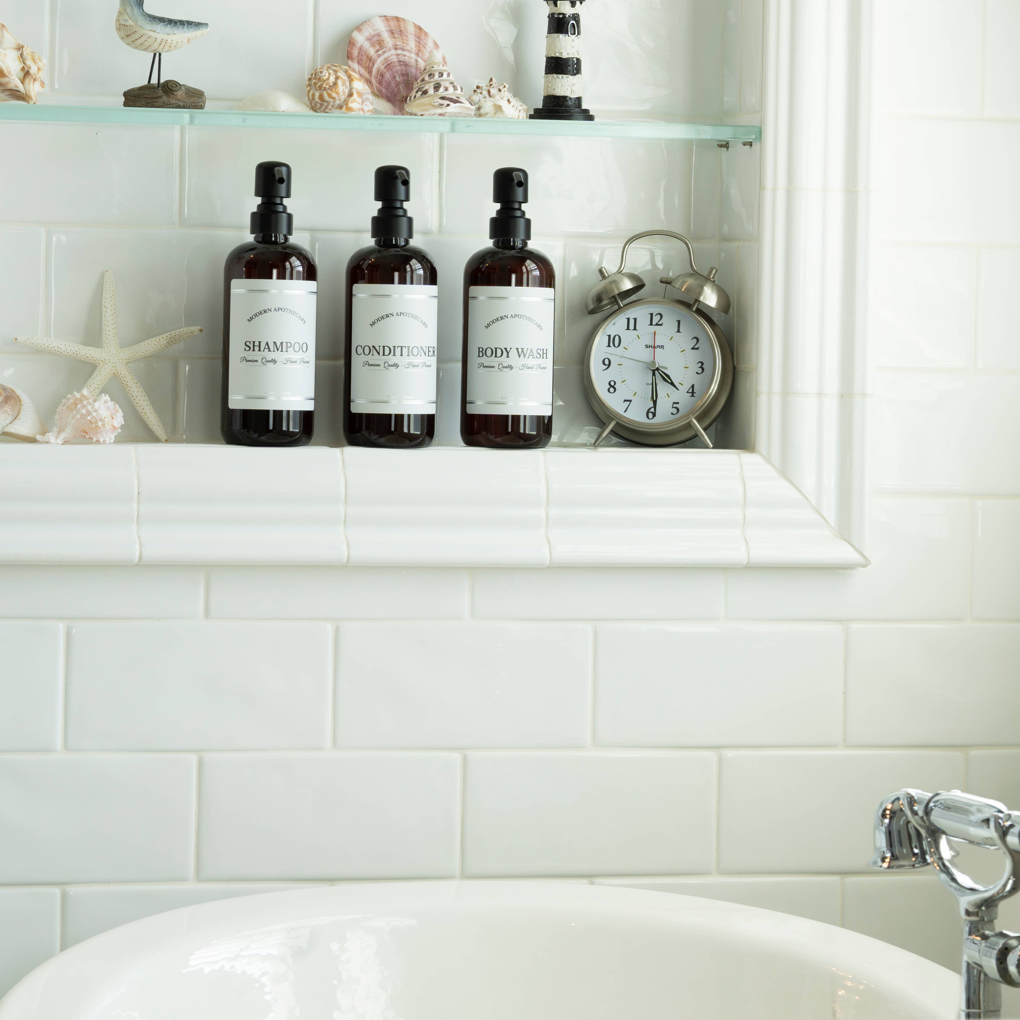 Artanis Home - Wholesale Soap Dispenser - Amber 16 oz Plastic Dispenser Set with Label Choices3