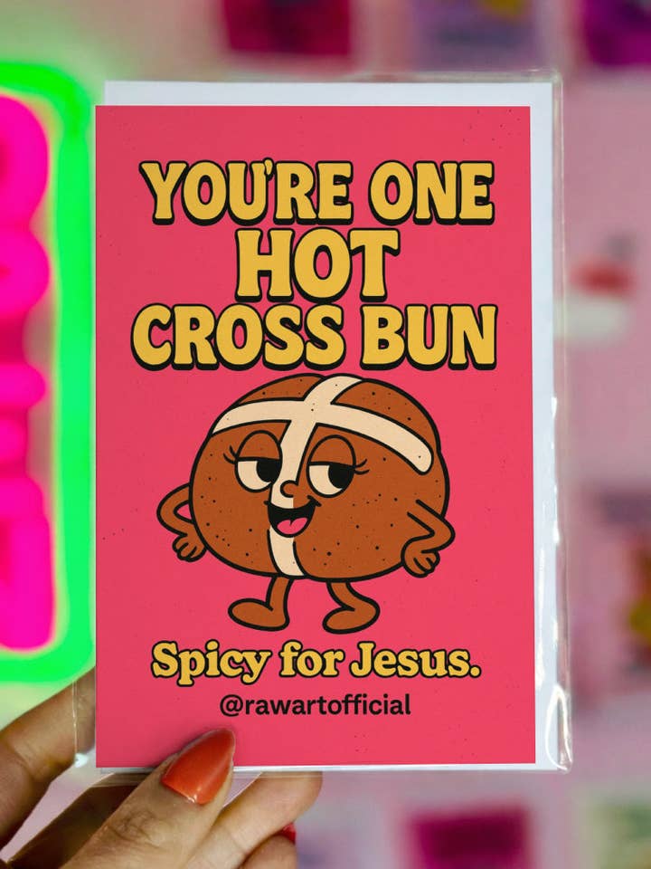 Carte de Pâques drôle : Petit pain chaud épicé, Humour religieux pour la vente par Hot Mess Paper Co.