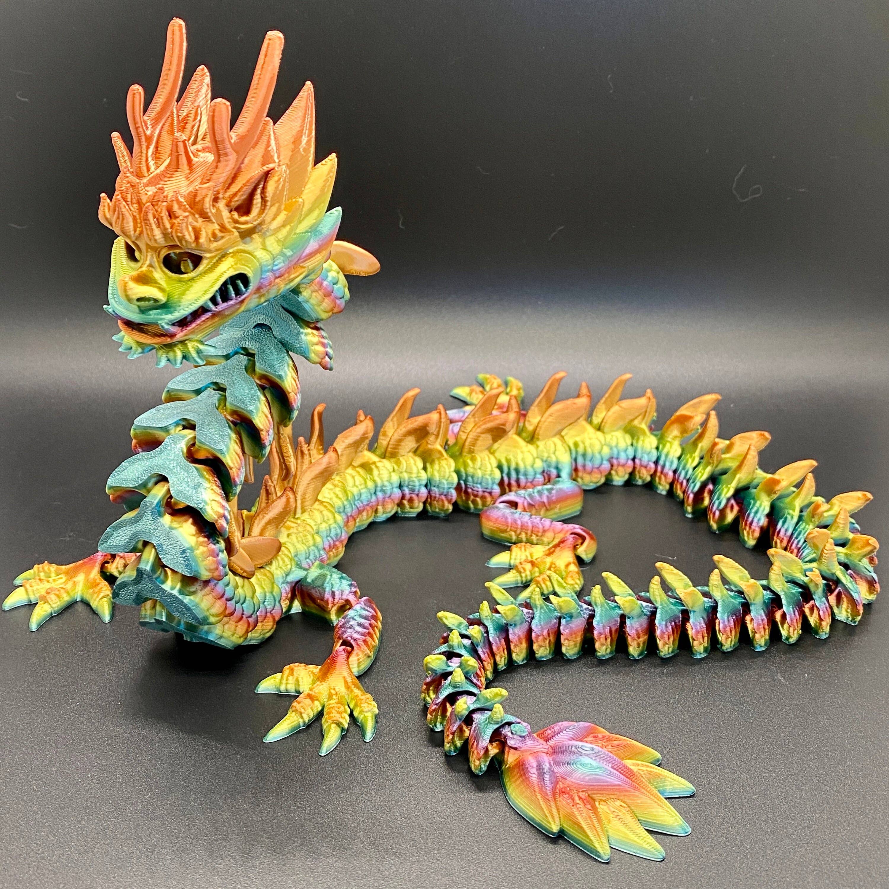 NumanPrints - Wholesale Fidget Toy - Kids - Chinese Imperial Dragon 3D Printed Articulated Toy Rainbow7