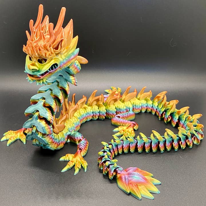 NumanPrints - Wholesale Fidget Toy - Kids - Chinese Imperial Dragon 3D Printed Articulated Toy Rainbow7