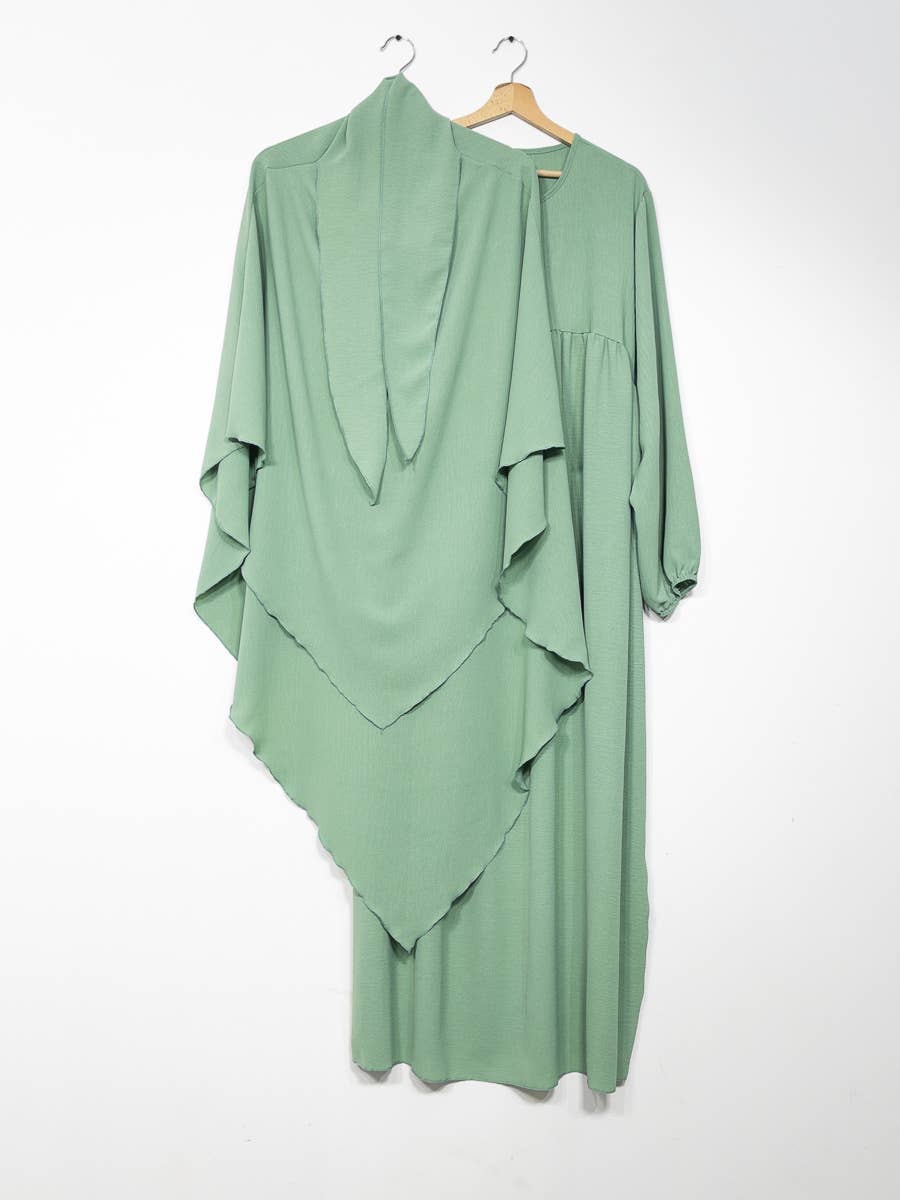 IDEAL OUTFIT - Wholesale Kaftan - Dames - 2-delige khimar en abaya set in jazzstijl ref:e2326+2501jazz36