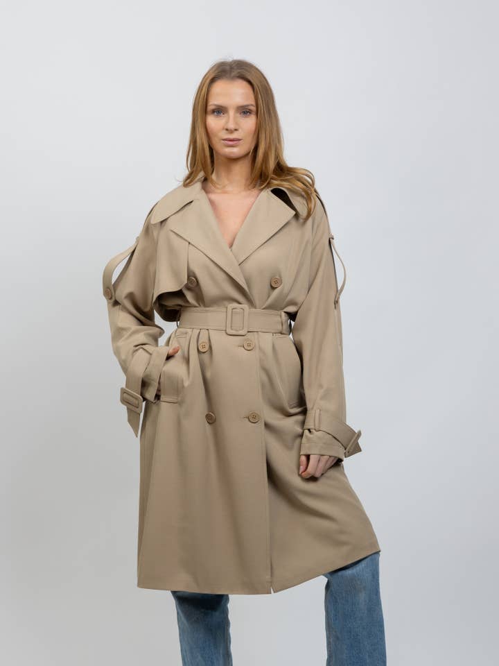LANGER TRENCHCOAT MIT GÜRTEL für den Großhandel von KZELL PARIS