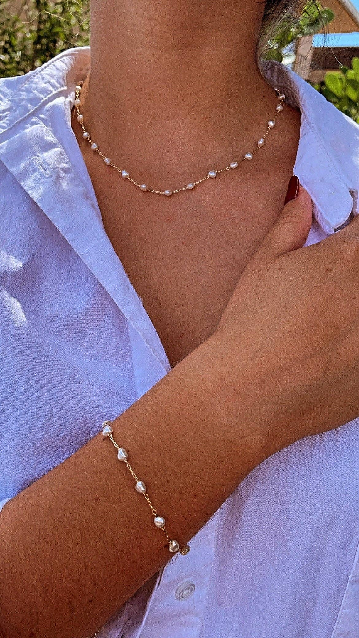 Milie - Wholesale Jewelry Set - 18k GF Tiny Heart Shape Pearl Set1