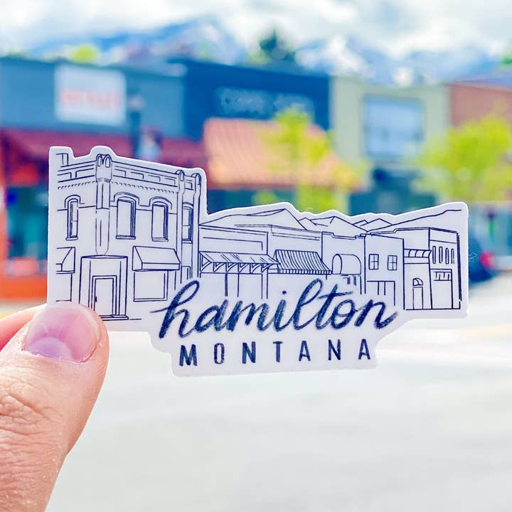 Vue sur la rue Hamilton | Autocollant Montana pour la vente par Creatively Leanne