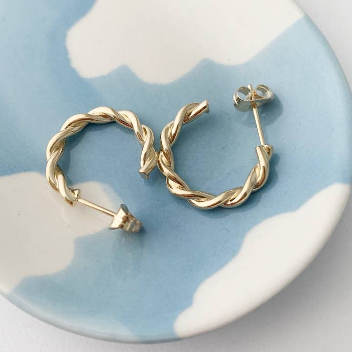 Thick Twist Hoops for wholesale by Honeycat Jewelry
