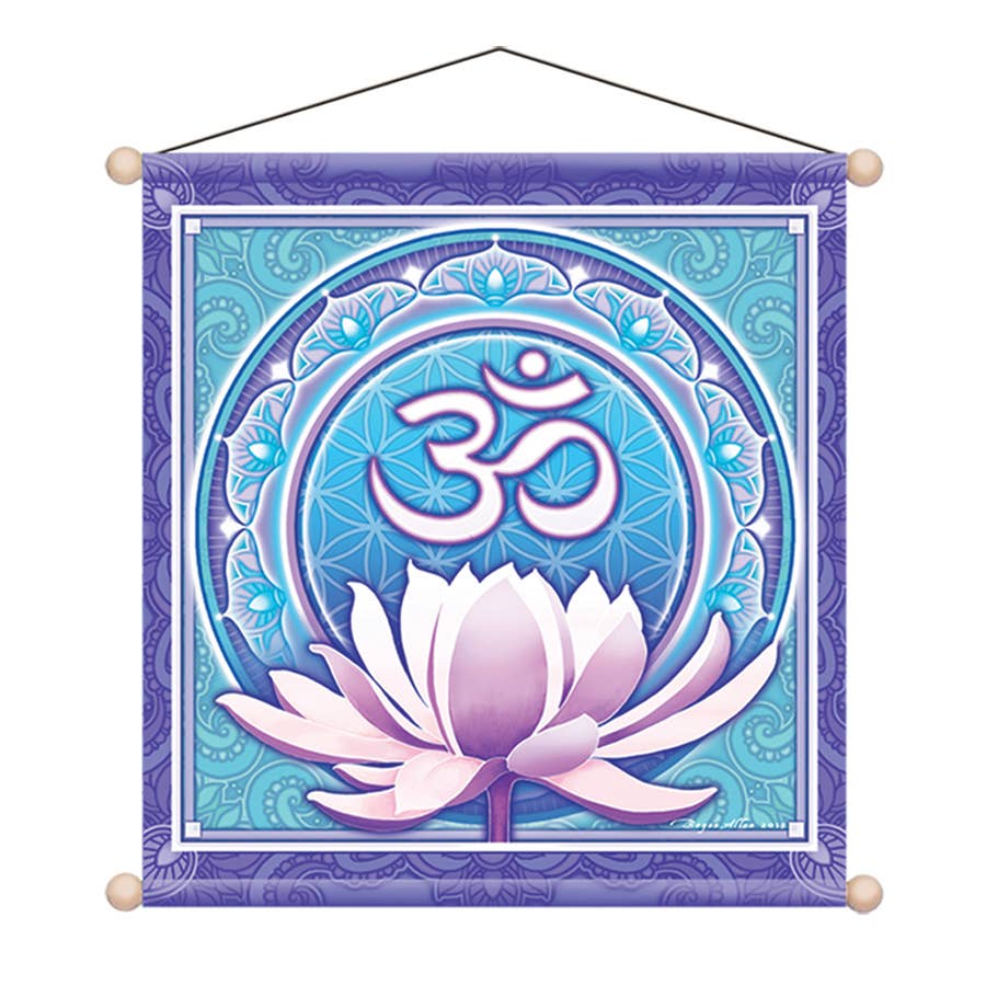 Mandala Arts - Wholesale Banner - 15" X 15" Banner Meditation Om Flower0