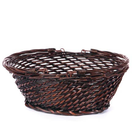 Oval Stained Twist Weave Willow Drop Handle Basket 15.25L for wholesale by Willow Group