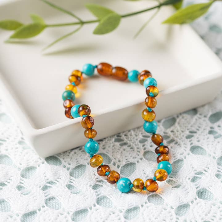 R.B. Amber Jewelry - Wholesale Pet Collar - Cat/Dog - Pet | Turquoise + Cognac Amber Collar