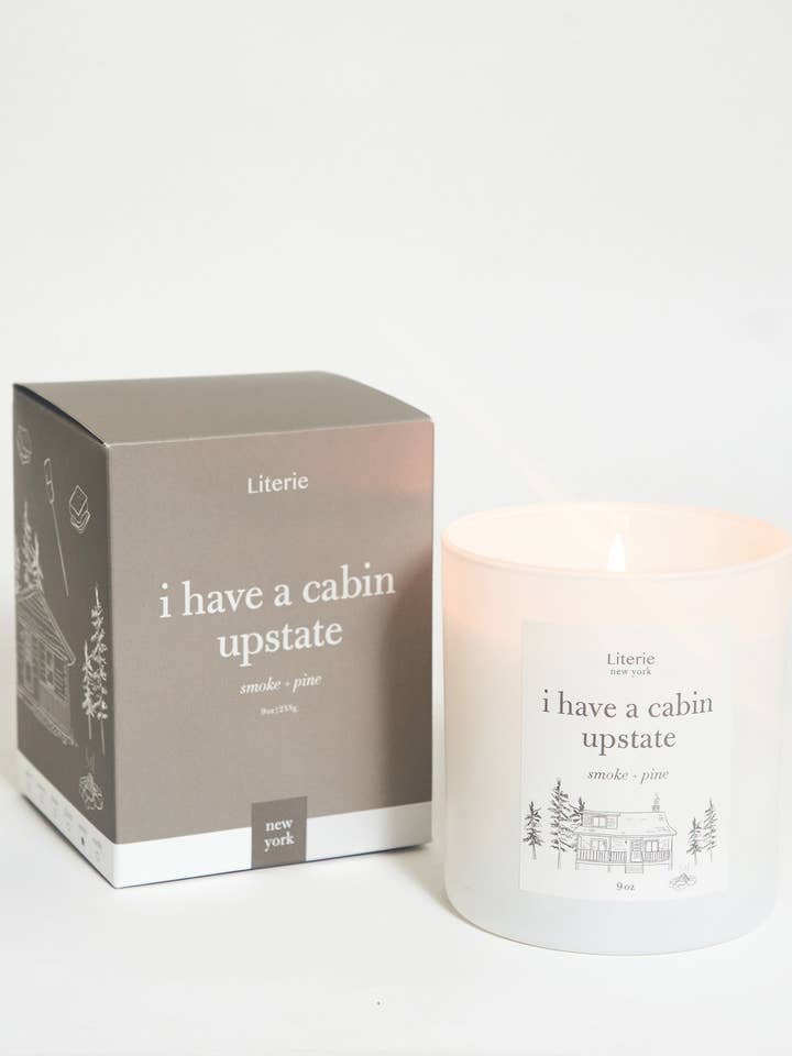 J'ai une cabine dans le nord de l'État - Bougie remplie de bocaux pour la vente par Literie