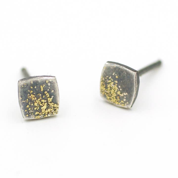 Fused Lichen Cushion Tiny Stud Earrings for wholesale by Renee Ford Metals