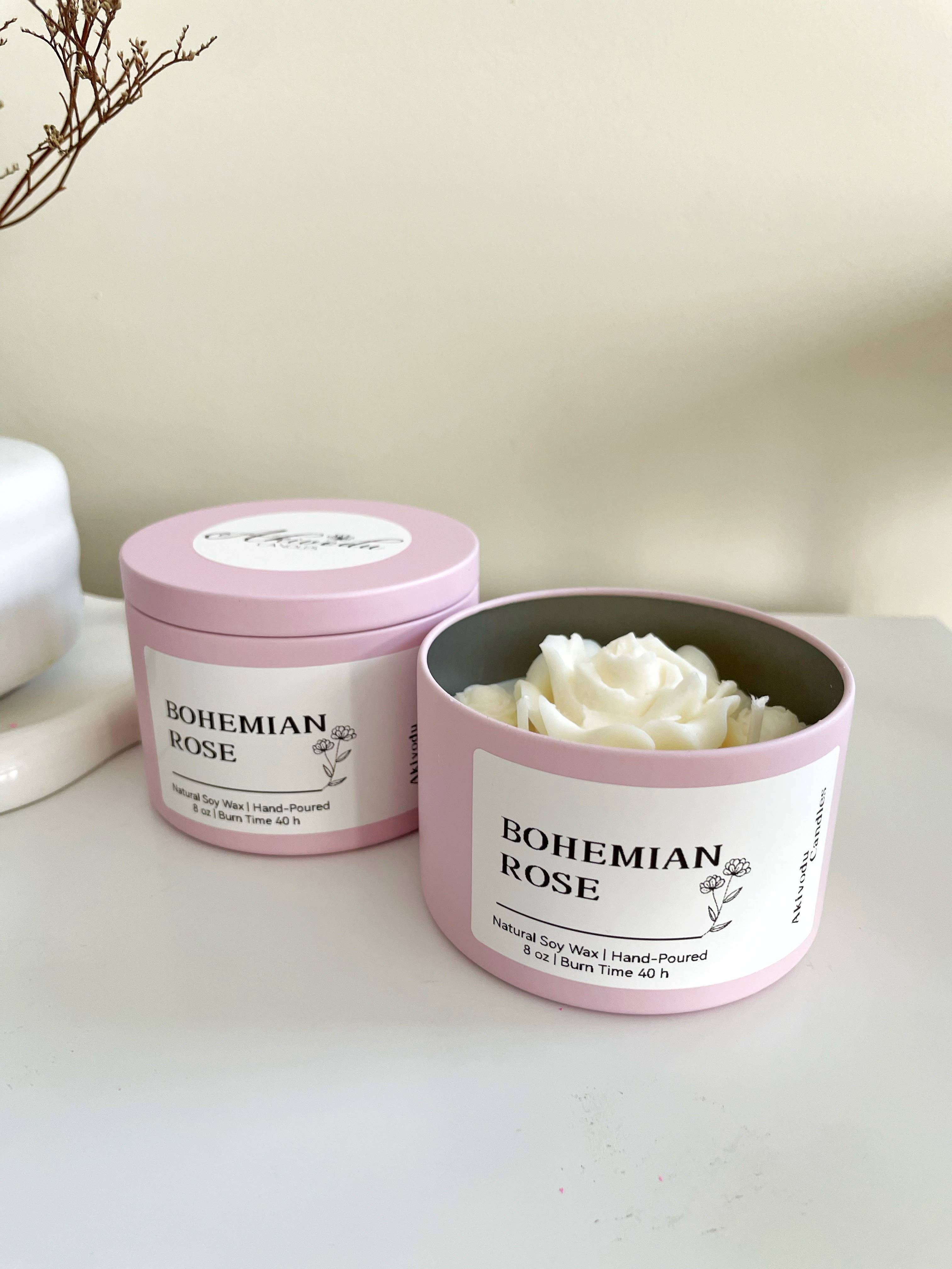Akivodu Candles - Vendita all'ingrosso Candele regalo - Candela Bohemian Rose 8 oz - Profumazioni Multiple3
