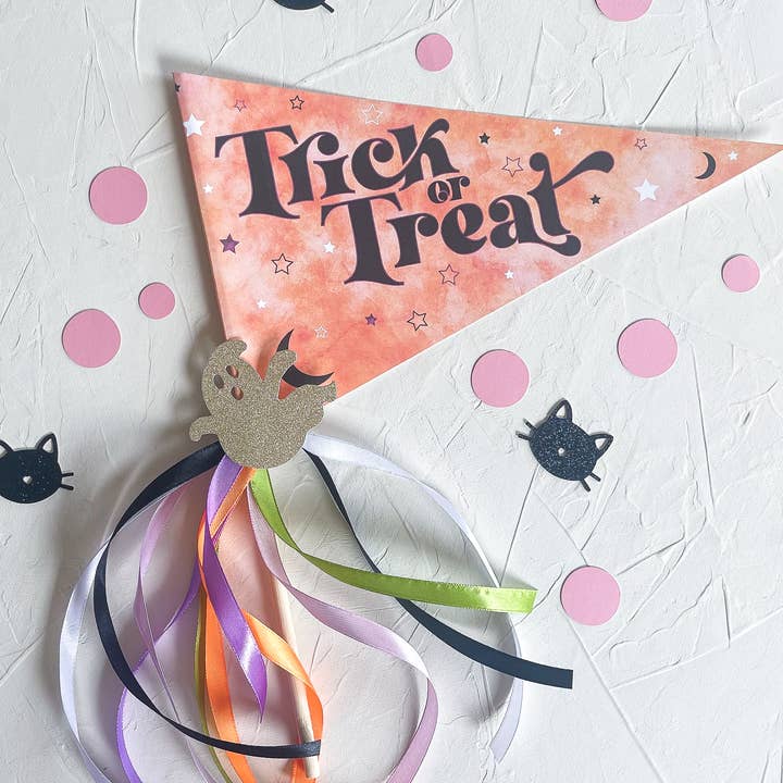 Halloween Party Flag, Trick or Treat Sign for Kids for wholesale by mad paperie