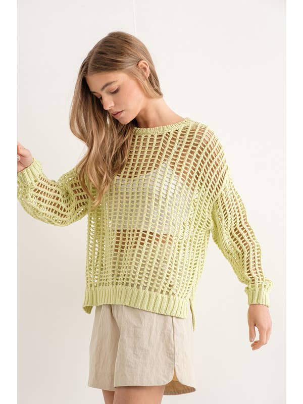 Aaron & Amber - Wholesale Knit Sweater - Women's - MAS2456 FISHNET SWEATER