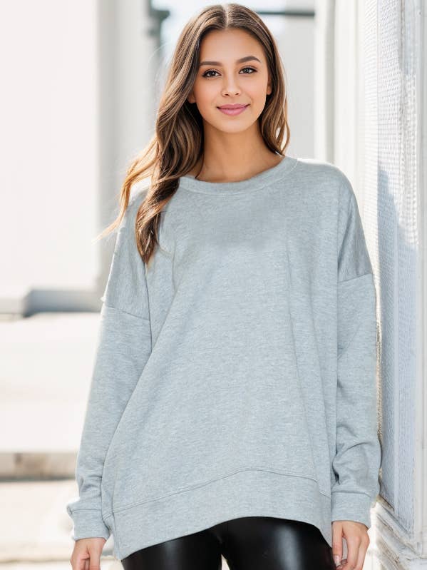 Burgundy Apparel - Wholesale Sweatshirt - Women's - SOLID FLEECE OVERSIZED SWEATSHIRT (NEW COLORS)3