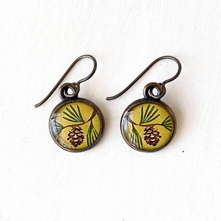 Pine Cone Bronze Earrings for wholesale by Seed and Sky