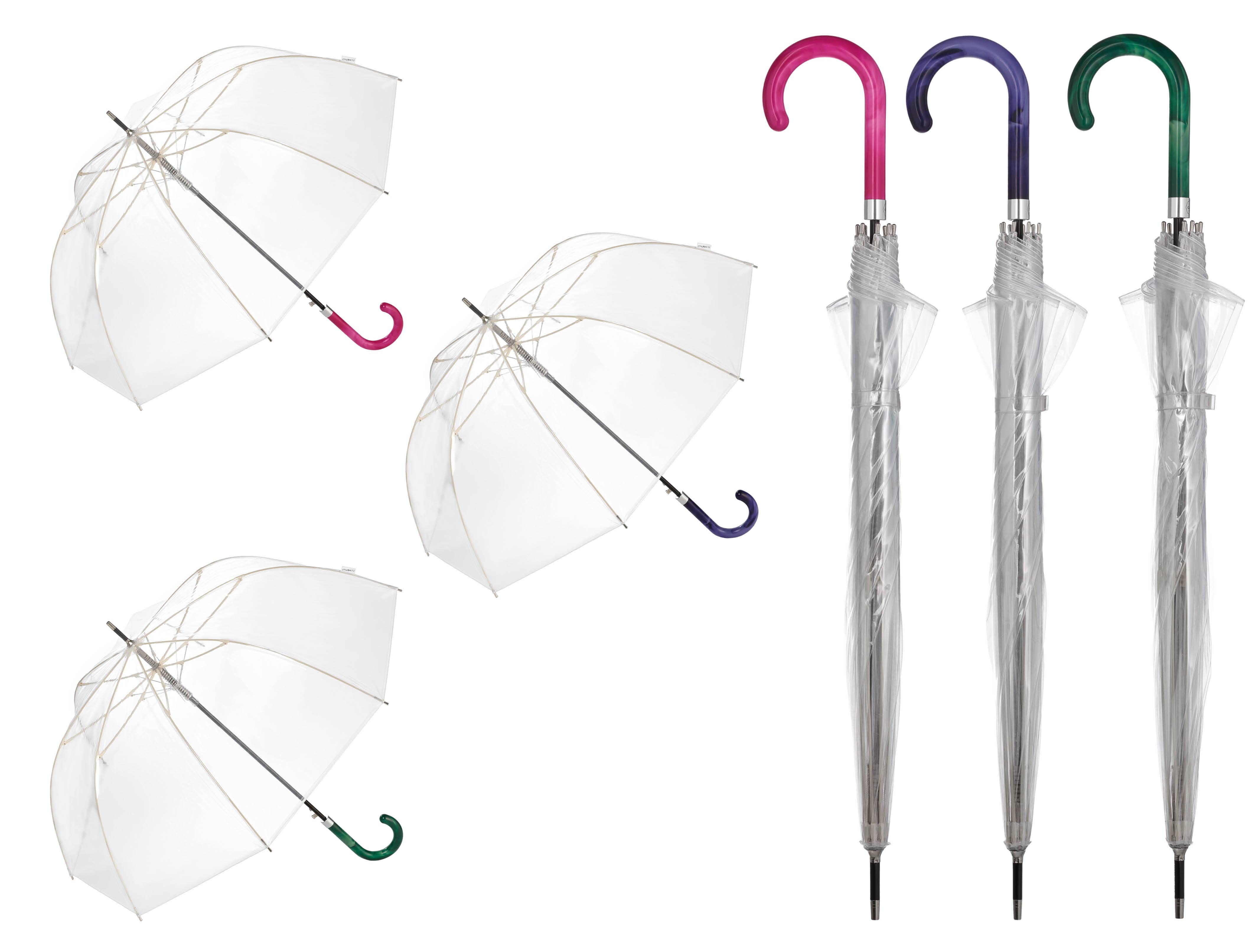 Clima Umbrellas - Wholesale Umbrella - Women's - “Aqua” Transparent Long Auto Umbrella | Marbled handle0