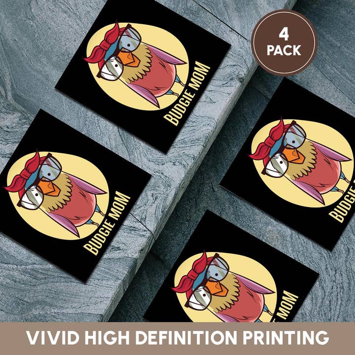 3dRose - Wholesale Coasters - 3dRose, Illustration Art of Budgie Budgerigar Mom Mommy Mother, Coaster5